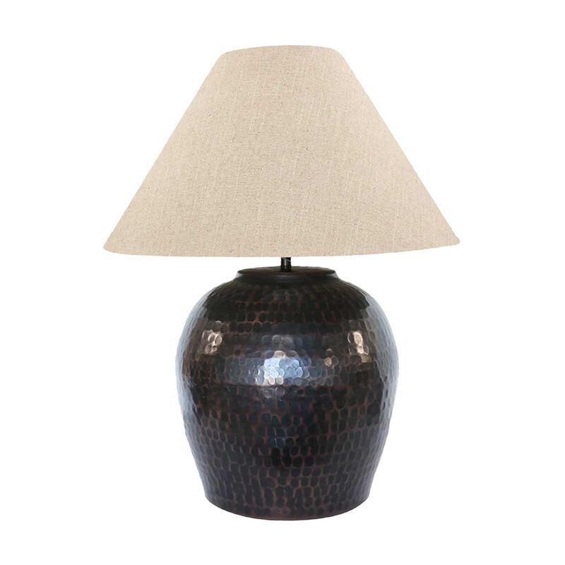 CC Interiors Romo Dark Bronze Lamp With Basket Weave Shade 46cm image number 0